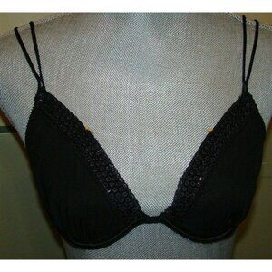 NWT A.B.S. Intimates 34C ABS307S Black Sequin Demi Underwire Bra 123190